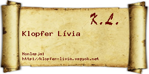 Klopfer Lívia névjegykártya